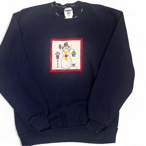 Jerzees Dark Blue #vintage Crewneck with Snowman Design